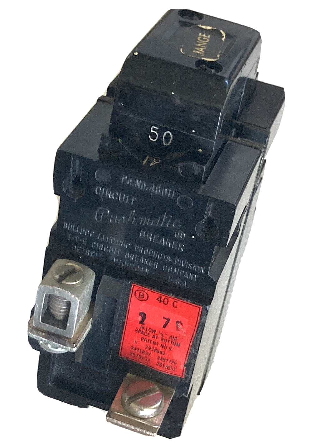 Pushmatic P250 NI Double Pole, Two Pole 50 Amp Circuit Breaker 120/240V