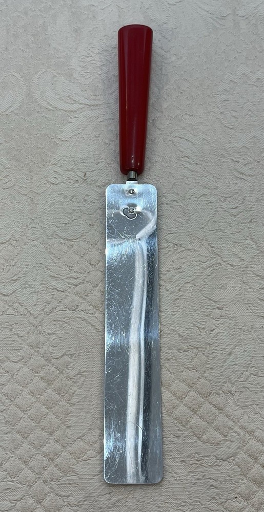 3 Red Bakelite Serving Pieces P&G Spreader -Pie Server With Prongs & Cake Server