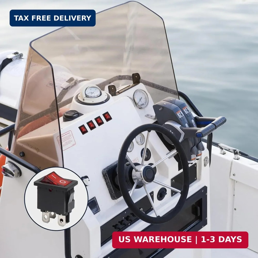 5 Pack Mini Rocker Switch, On-Off Power Switch Red Button 4 Pin Toggle Switch, L