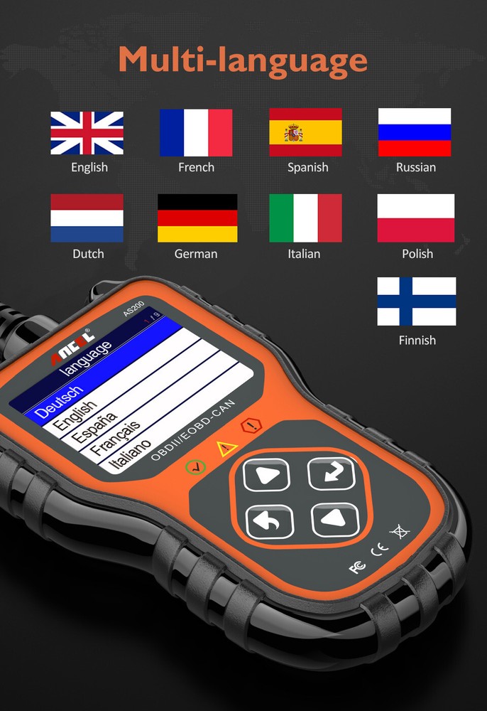 AS200 OBD2 Scanner Universal 12V Car Fault Code Reader Engine Diagnostic Tool