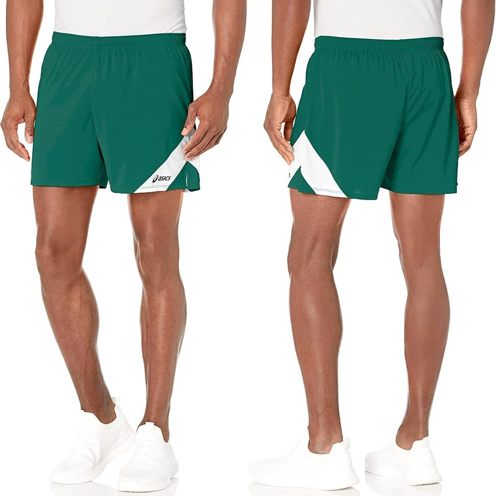 ASICS Men's Break Through Performance Short, Forest Green/White