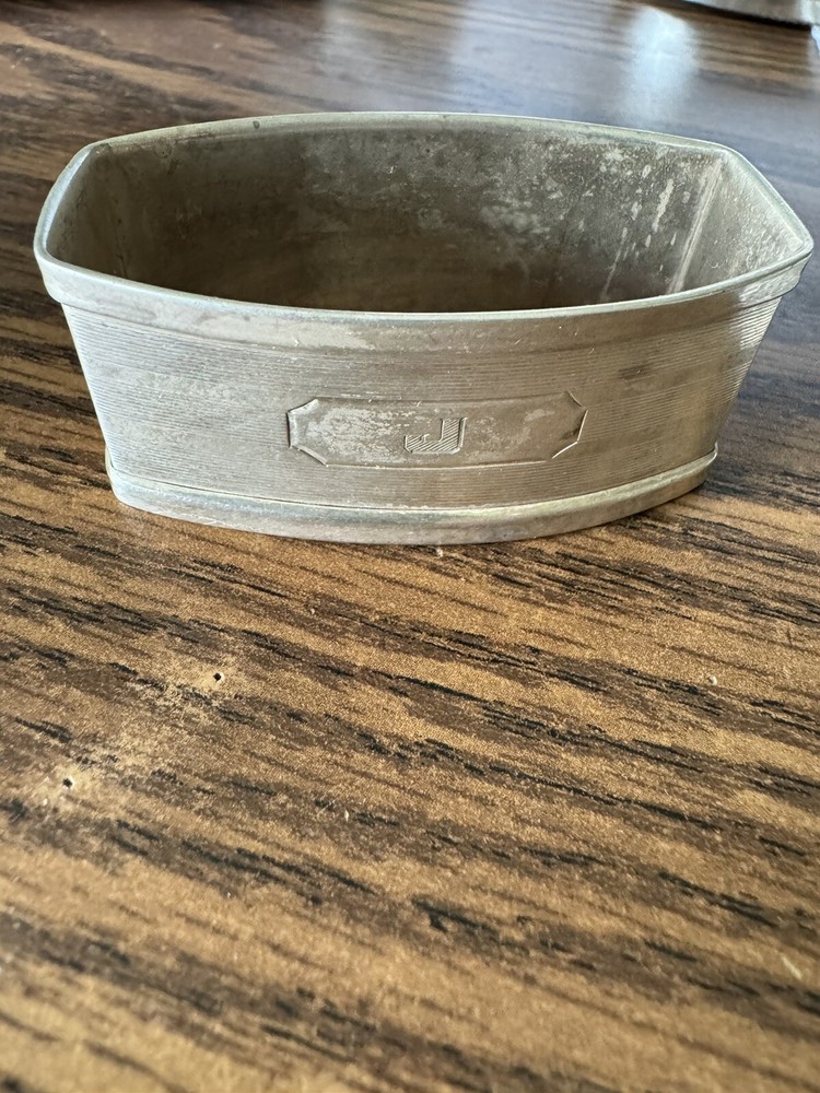 Sterling Silver Rectangular Napkin Ring / Monogramed J