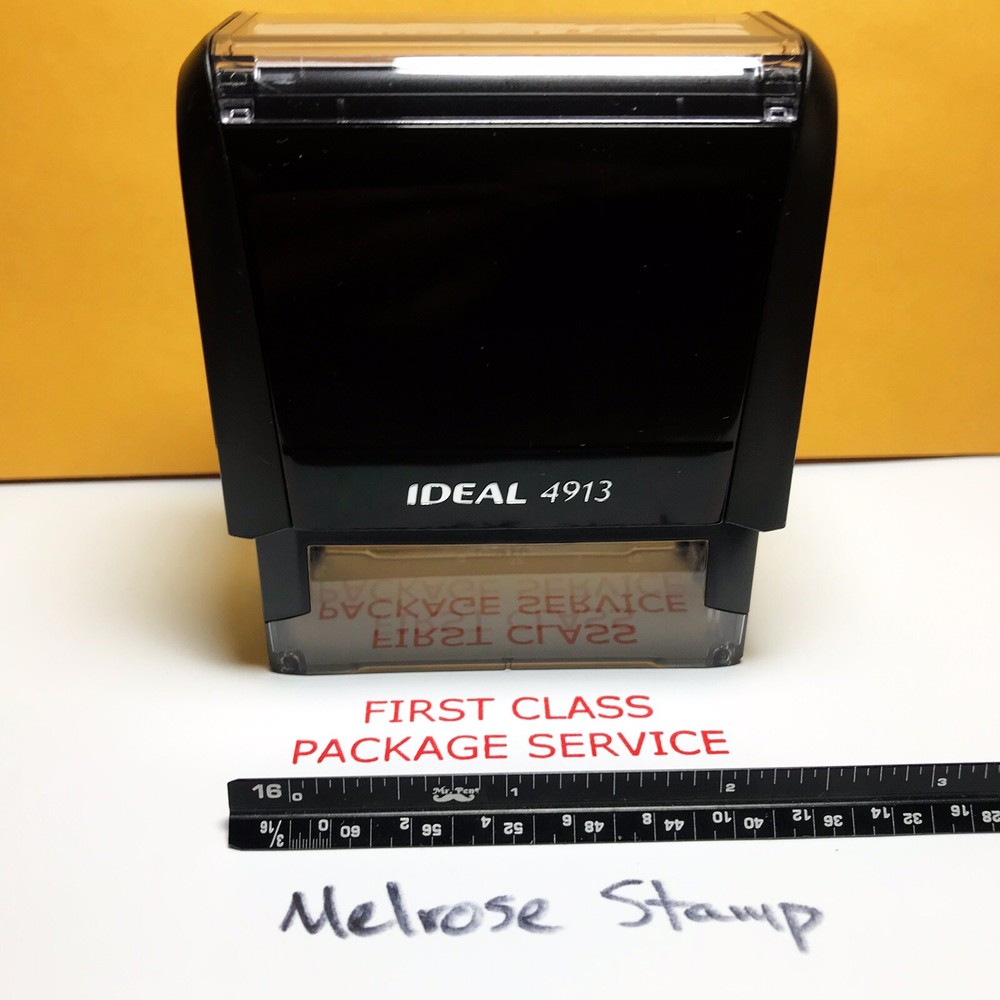 First Class Package Service Rubber Stamp Red Ink Self Inking Ideal 4913
