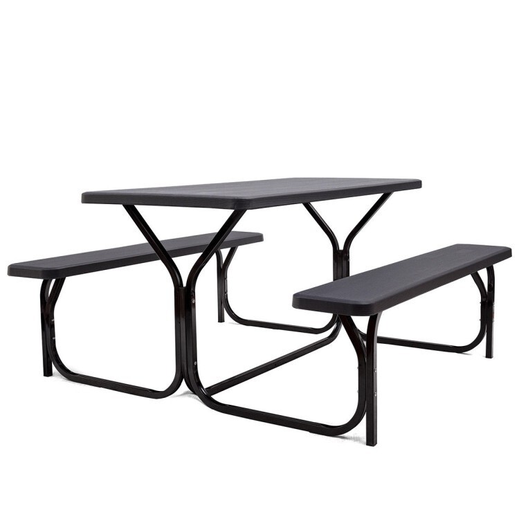 Outdoor Picnic Table Bench Set Metal Frame Camping Garden Yard Dining Furniture