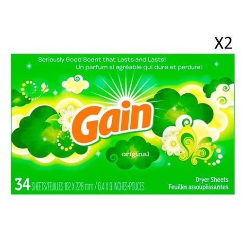 Gain Dryer Sheets Original 34 Sheets 2 Pack