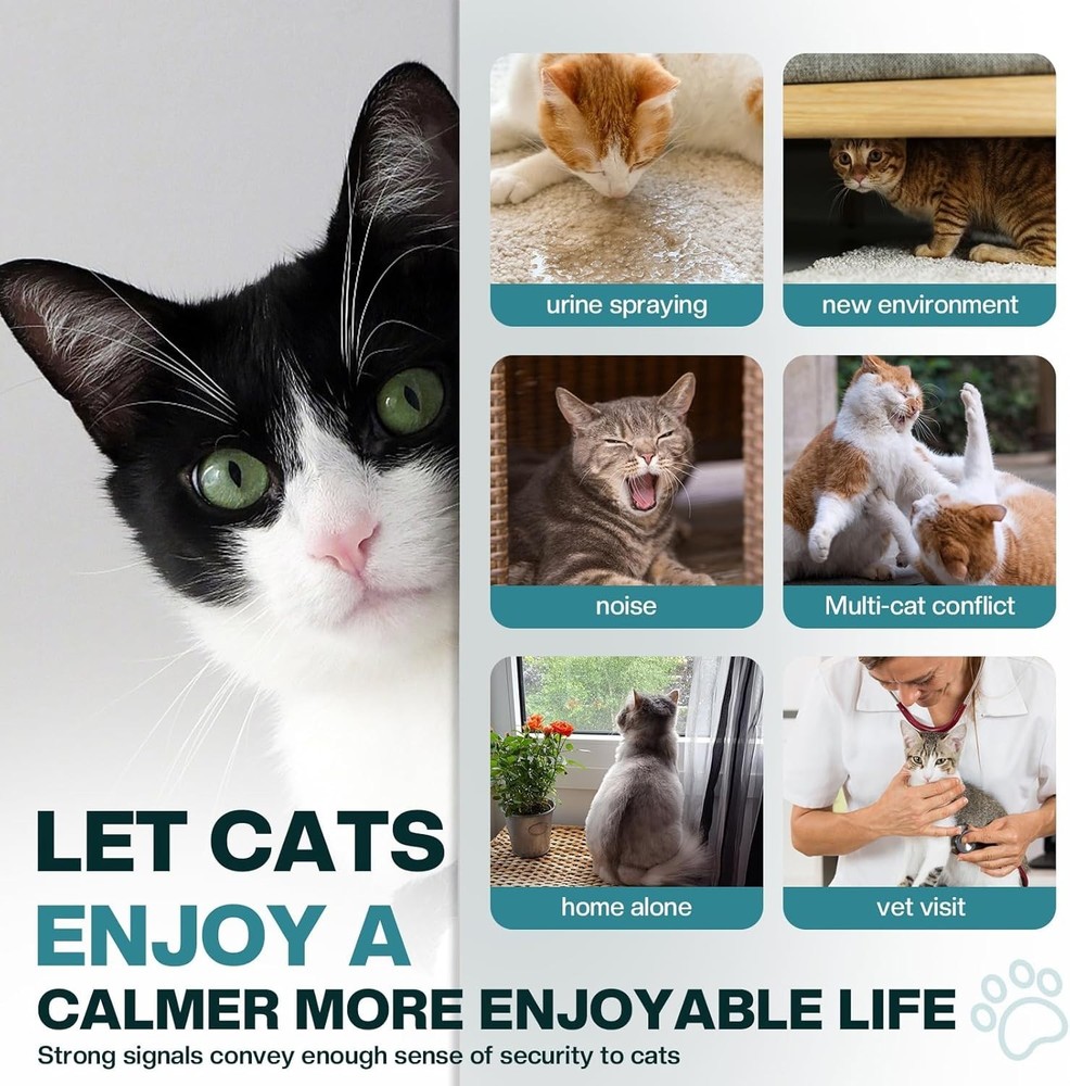 Indoor Multi Cat Calming Diffuser Kit Pheromone Refill for Anxiety Relief Stress