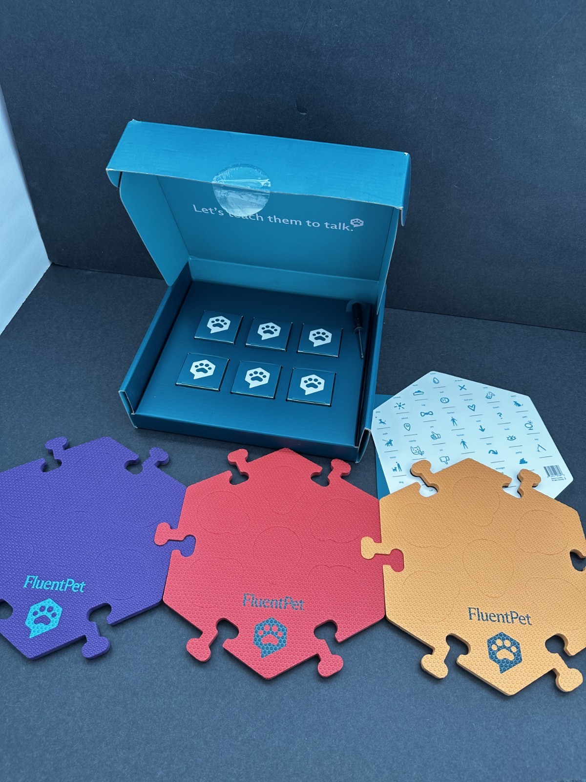 FluentPet Sp UP Get started Kit – 6 Buttons + 3 Tiles + Stickers – Used