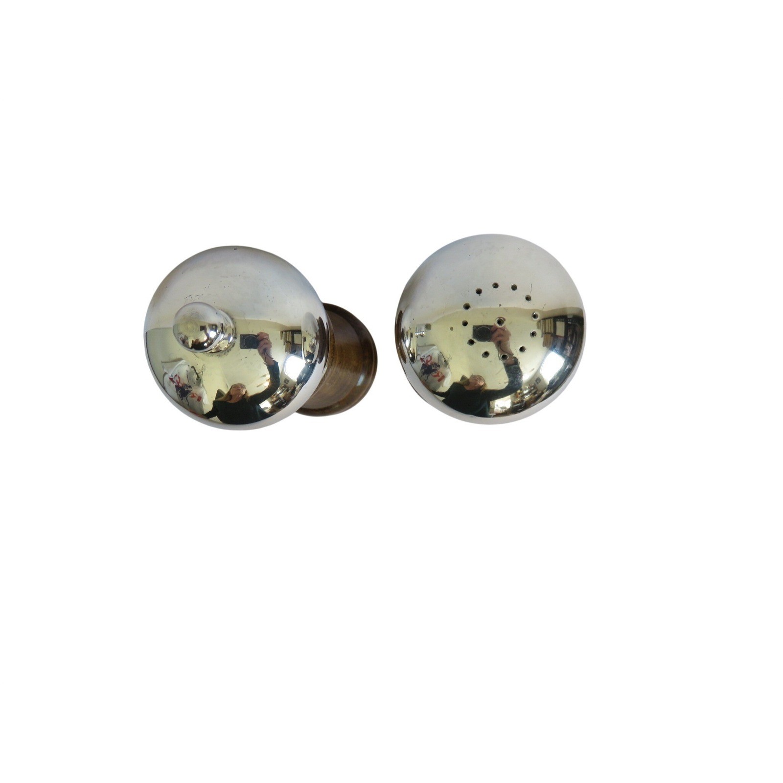 Vintage Borel Tall Sterling Silver Wood Pepper Mill Salt Shaker Set French Maker