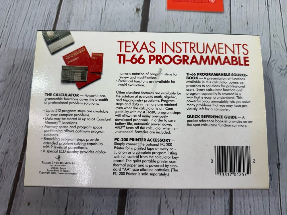 Texas Instruments TI-66 Programmable Calculator All Papers, Case, Original Box!