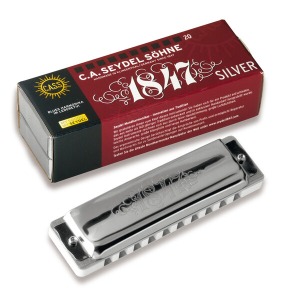 Seydel 1847 Silver Stainless Steel Reed Harmonica - Solid Poly comb
