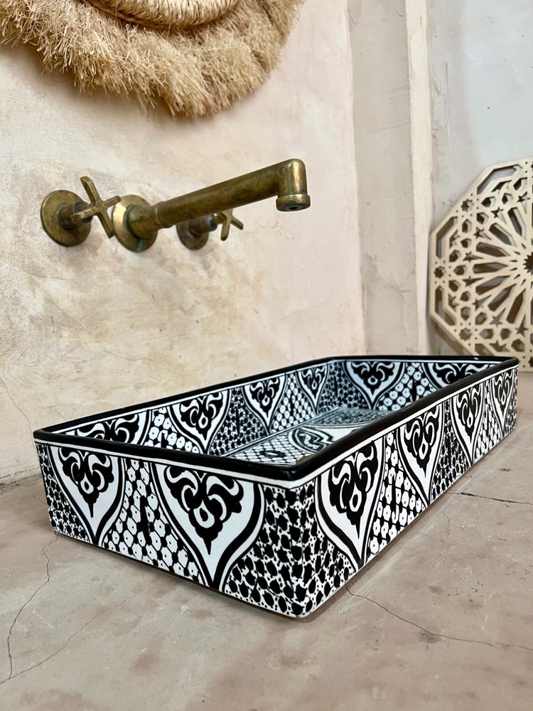 47cm / 18.5inches Ceramic Sink for Bathroom & Kitchen, Rectangular Orchid Sink