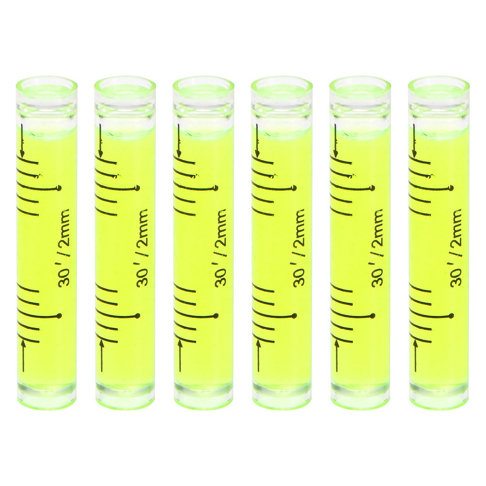 6pcs Small Cylindrical Bubble Level Vials 9x50mm Levels Measuring Tools