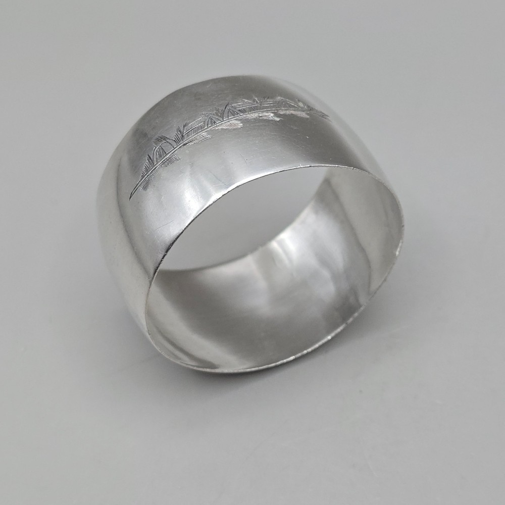 Sterling Silver Napkin Ring Engraved River Scene