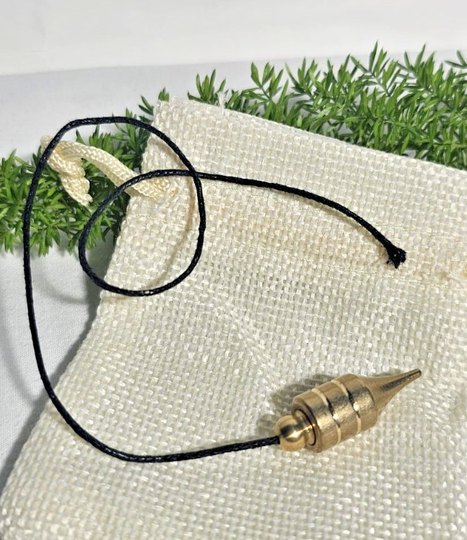 Conical Shaped Dowsing Biolocation Pendulum Brass Gold Toned Gift With Thread