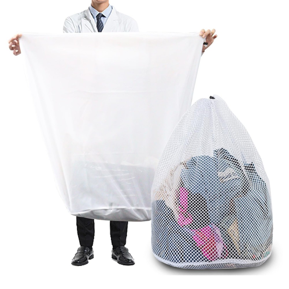 Extra Large Mesh Laundry Bags Washing Bag 2Pack Delicates Bag and Pull net st...