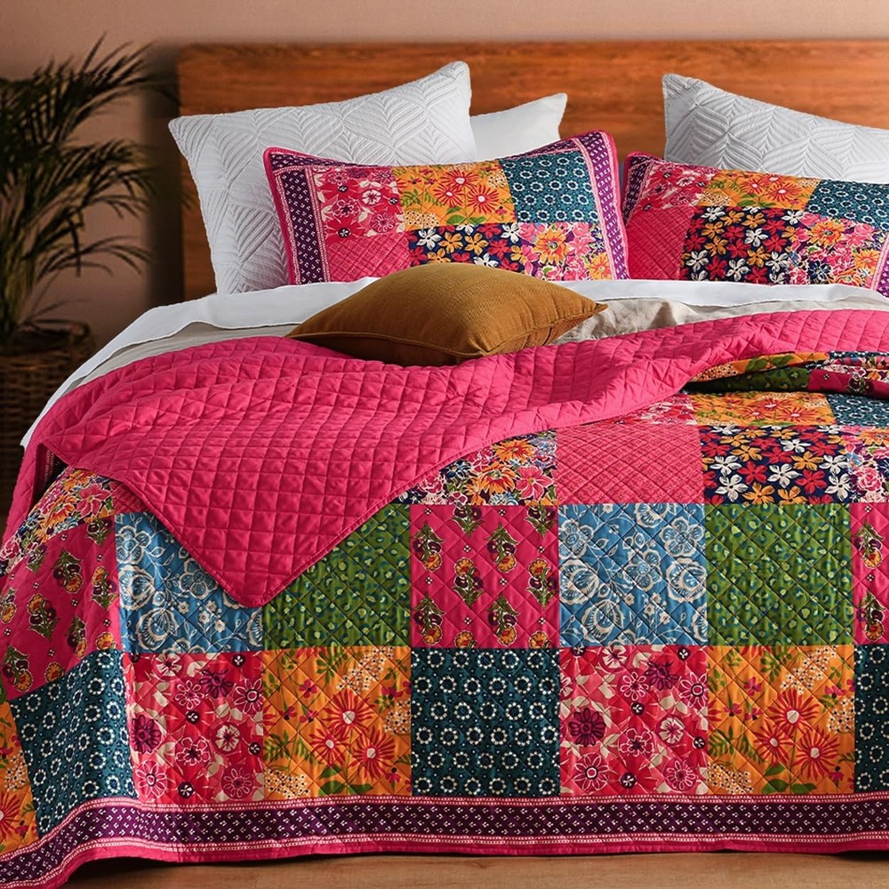 Twin Quilt Set Bed Patchwork Quilts Queen Size Comforter Coverlet Bedspread