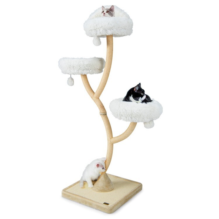 70" Tall Multifunctional Cat Tree Tower Scratching w/3 Perches & Dangling Balls