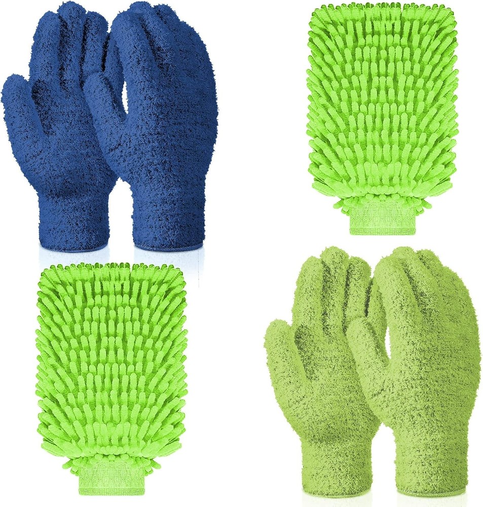 Reusable Microfiber Dusting Gloves - 6 Pack for Home & Plant Cleaning