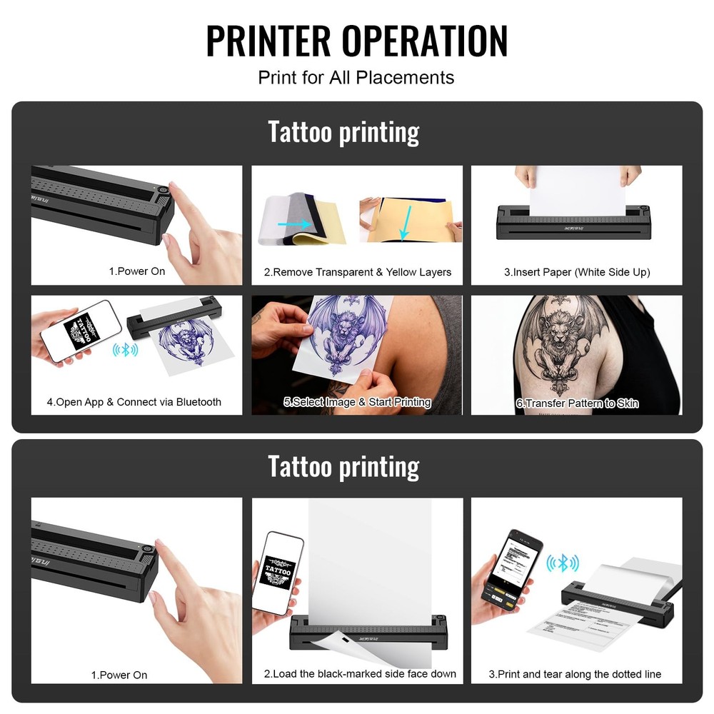 YIRIGUI 2026 New 2 in 1 Tattoo Stencil Document Printer, Wireless Bluetooth ...