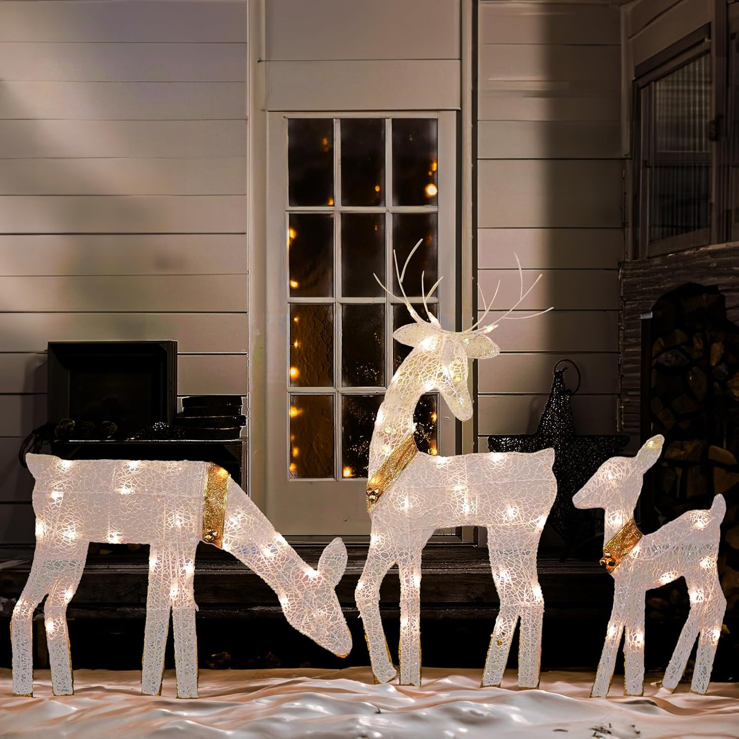 Dazzle Bright Christmas Outdoor Decoration, 3-Piece Lighted 2D Reindeer Family w
