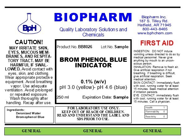 Bromophenol Blue Indicator 0.1% Aqueous Solution (250 mL)