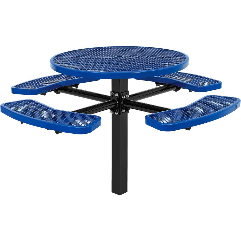 46" Round Picnic Table In-Ground Mount Blue