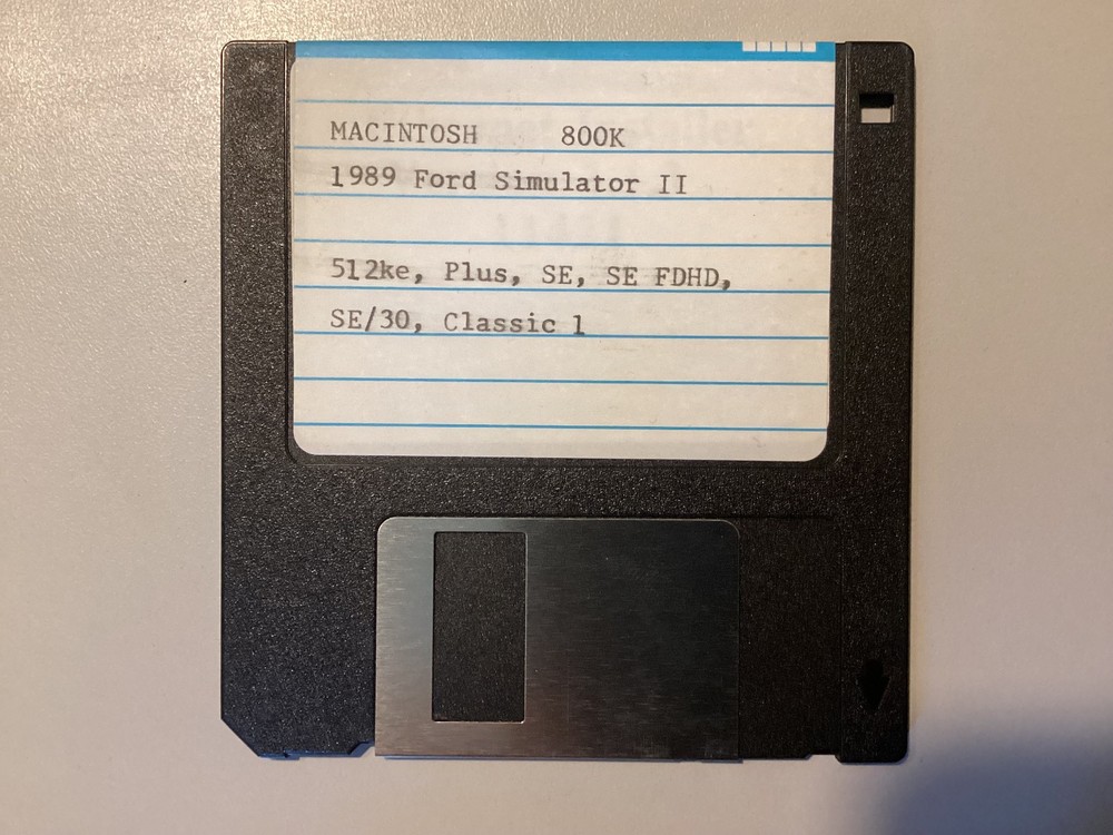 Vintage Macintosh Mac Program 1989 FORD SIMULATOR 800K Disk 512 Plus SE Classic!