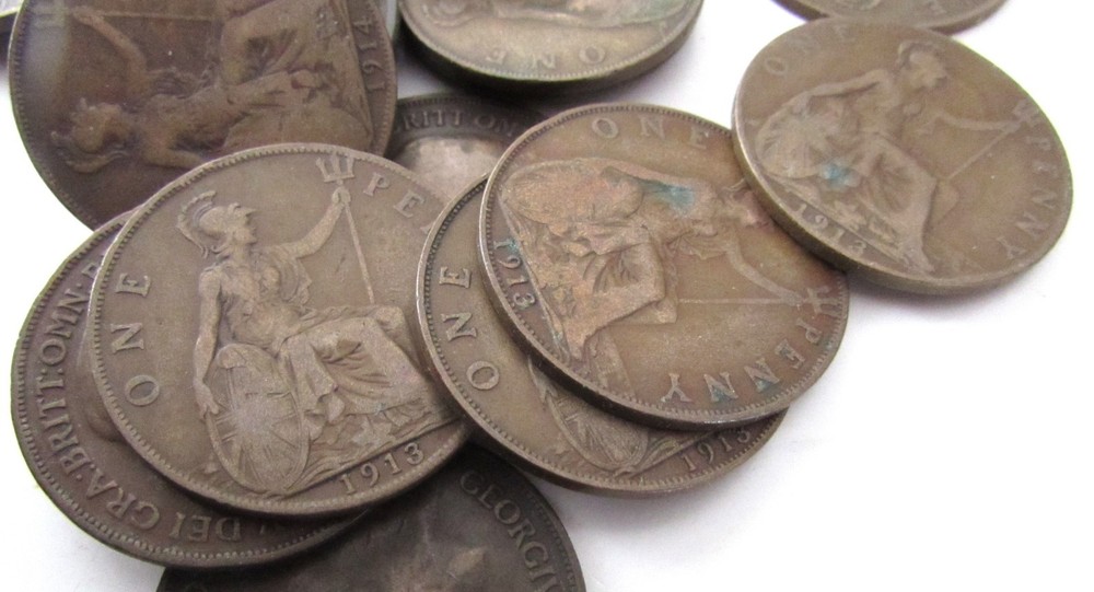 39 Canada Large Cent Copper Coins 1908-1915