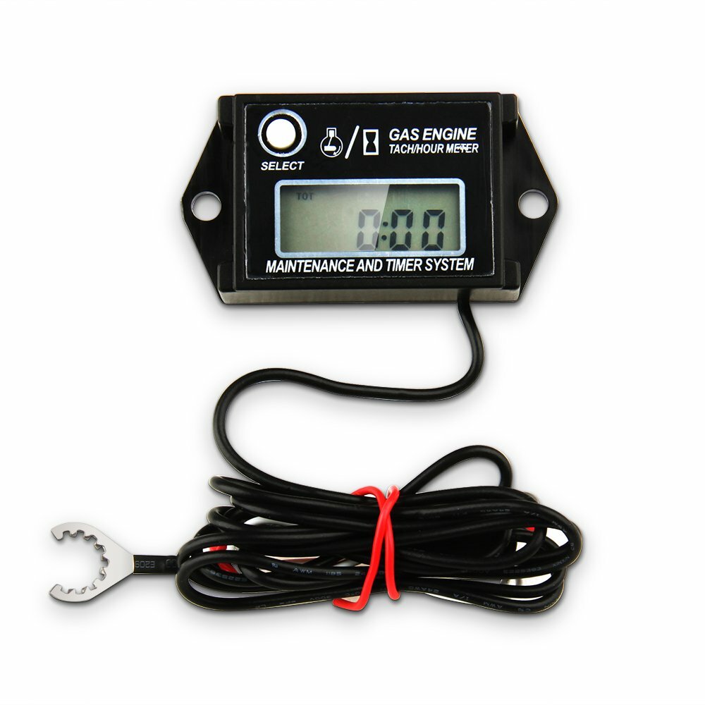 Waterproof Tiny Tach Digital Hour Meter Tachometer Resettable Job Timer Power