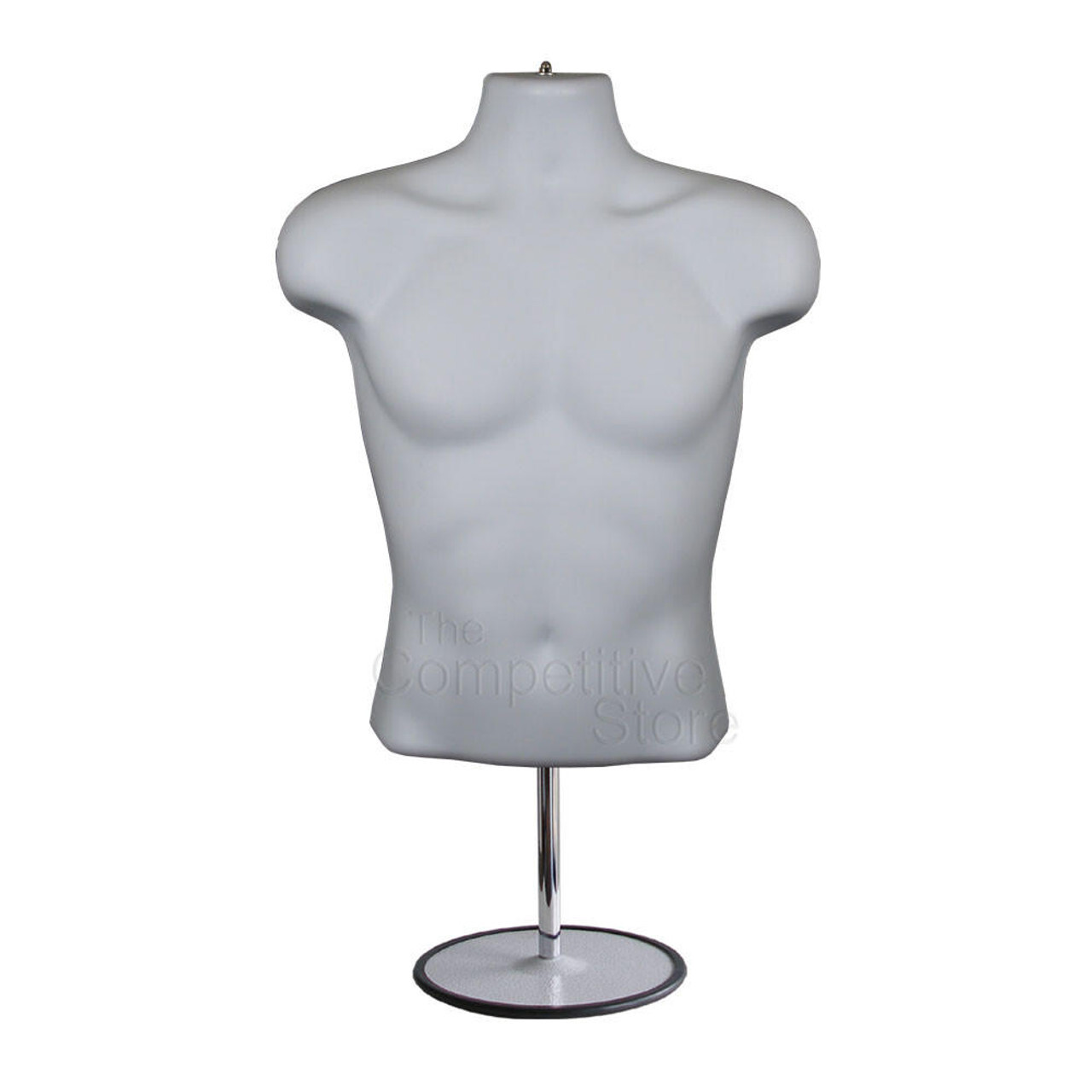 Male White Mannequin Hollow Back Counter Top Torso with Stand + Hanging Hook