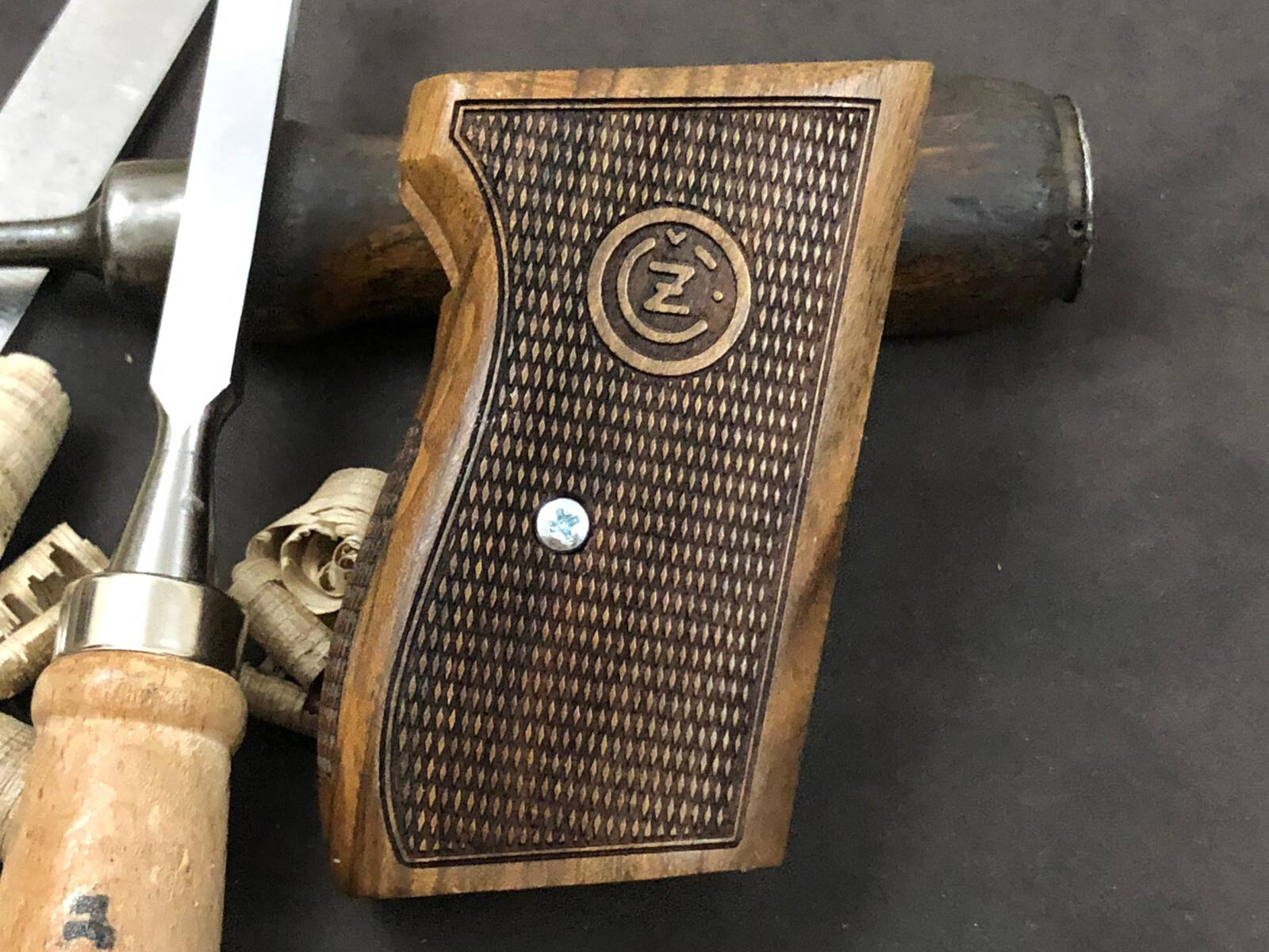 CZ VZOR 70-50 7.65MM 32 ACP Turkish Walnut Wood Grips Handmade Diamond Checkered