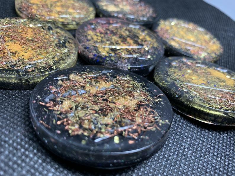 Solar Plexus Chakra Orgonite® Tower Buster - Psychic Orgone Generator® Mini Disc