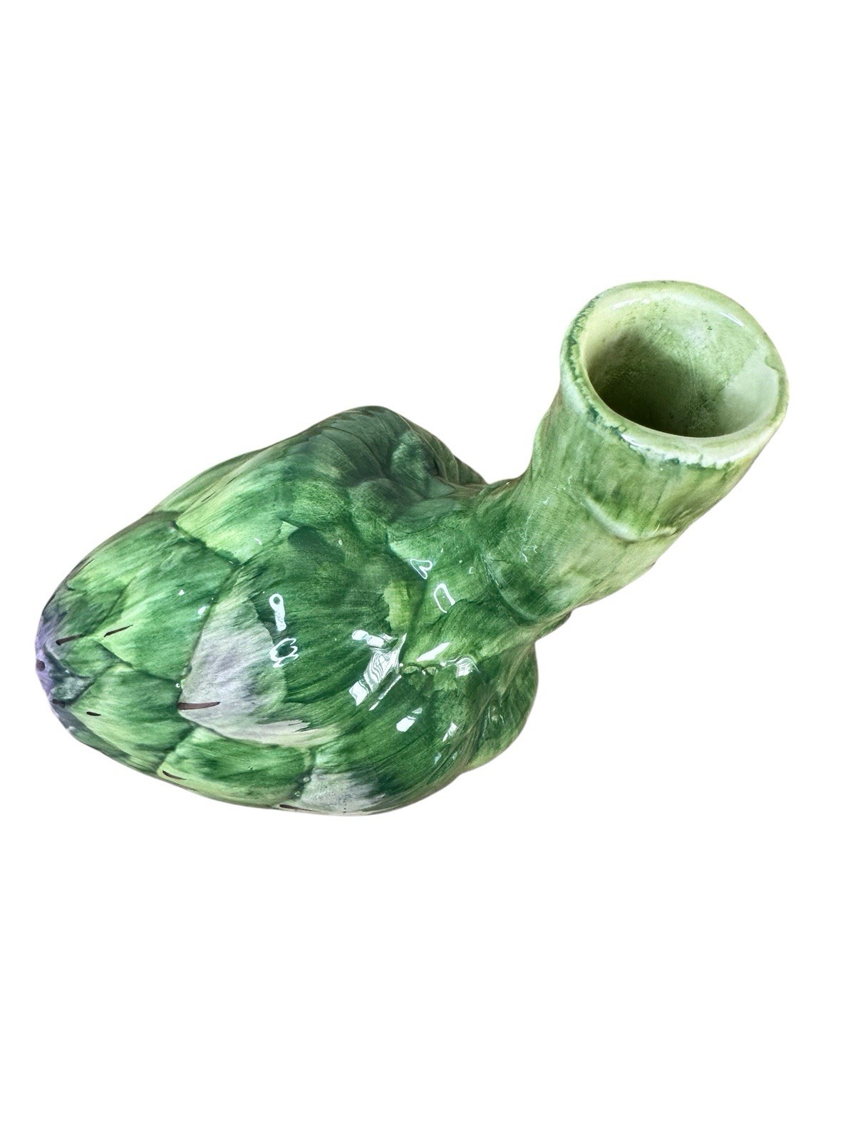 Artichoke Vase Bottle Ceramic Vegetable Decor Italian Majolica