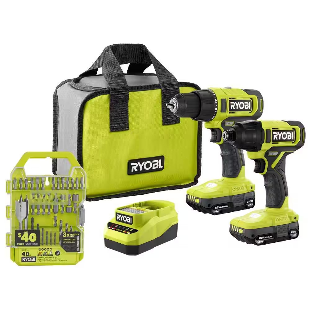 ONE+ 18V Cordless 2-Tool Combo Kit with Drill/Driver, Impact Driver, (2) Batteri