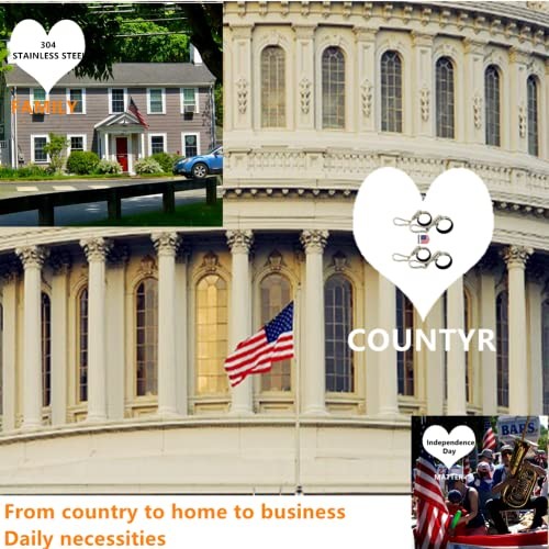 Flagpole Clip with Carabiner for Rope Loop Flagpole Bracket Stainless Steel 4PS