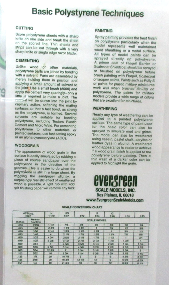 Evergreen Scale Models #9040 Plain, White Styrene Sheet, .040" Thick, pkg. 2pcs