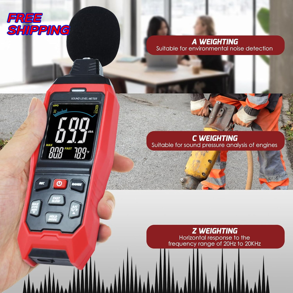 Sound Level Meter Data Logger Decibel Meter with Record Function Portable Noise