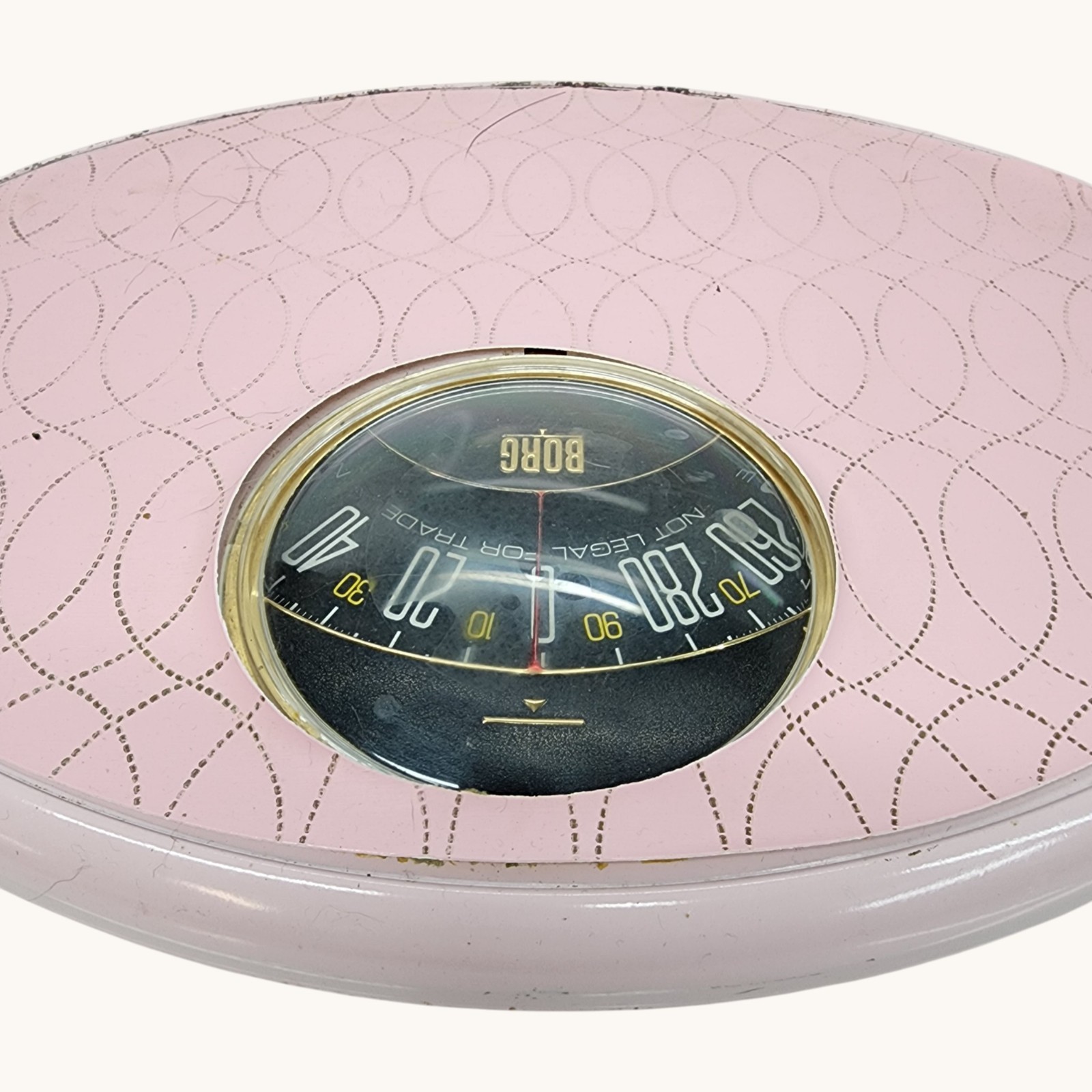 Vintage BORG Pink Art Deco Bathroom Scale Oval MCM 0–300 lbs Regency FLAWS