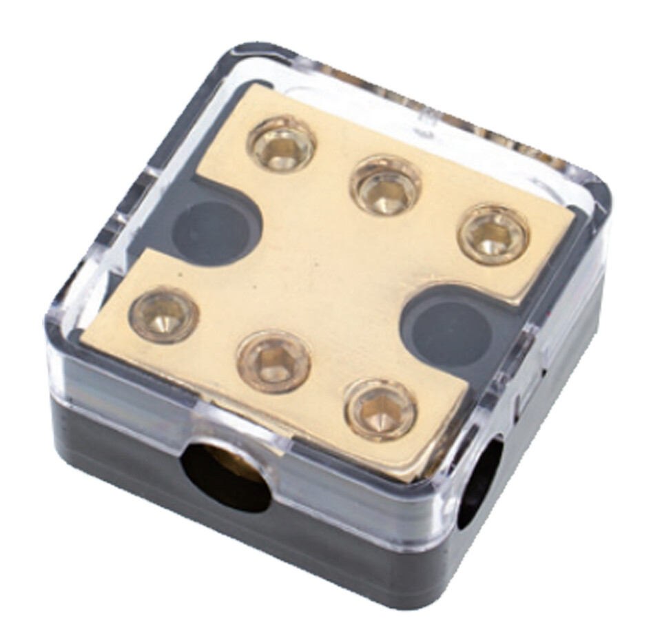 REV Power Distributor Three 4GA Input Three 4GA Outputs Brass Material.