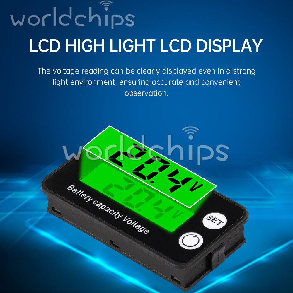 6136B High Precision LCD Battery Voltmeter Indicator Low Voltage Alarm Setting