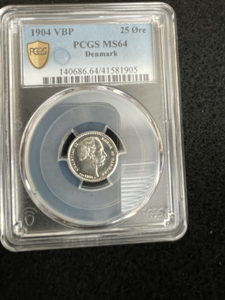 DENMARK 1904 25 ORE GEM SEMI-PROOFLIKE PCGS MS64