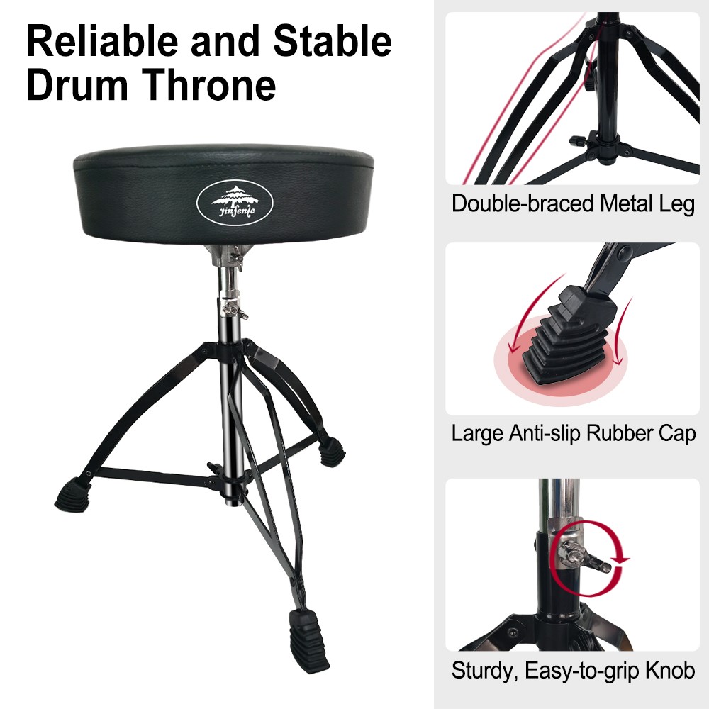 Drum Throne Seat,Adjustable Stool Drum Thick Padded Drum Throne Drummer Stool