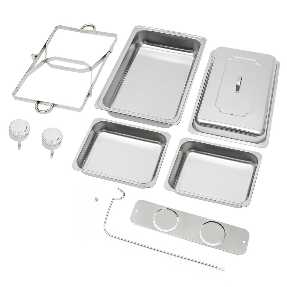 Foldable Frame Stainless Steel Buffet Set, 4.76 Quart(Each), Silver