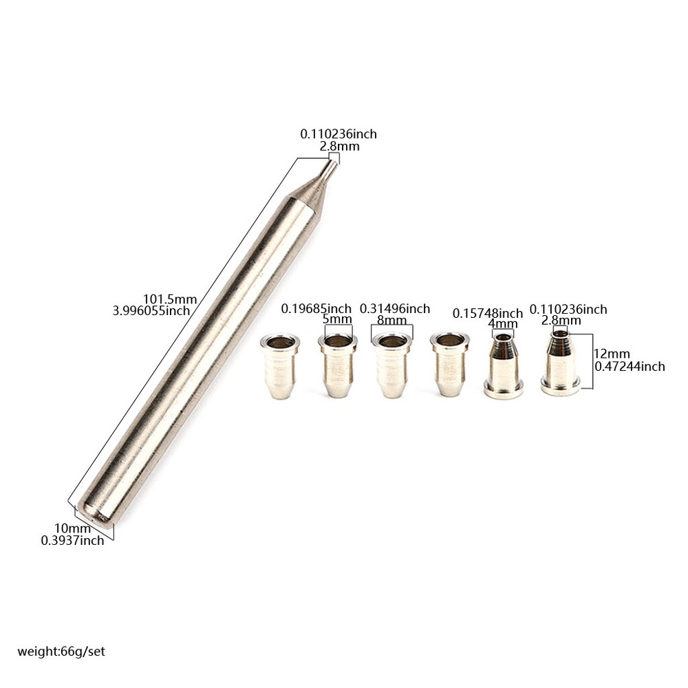 Chrome 6Pcs Guitar Through Body String Ferrules Install Tool for Electric Guitar