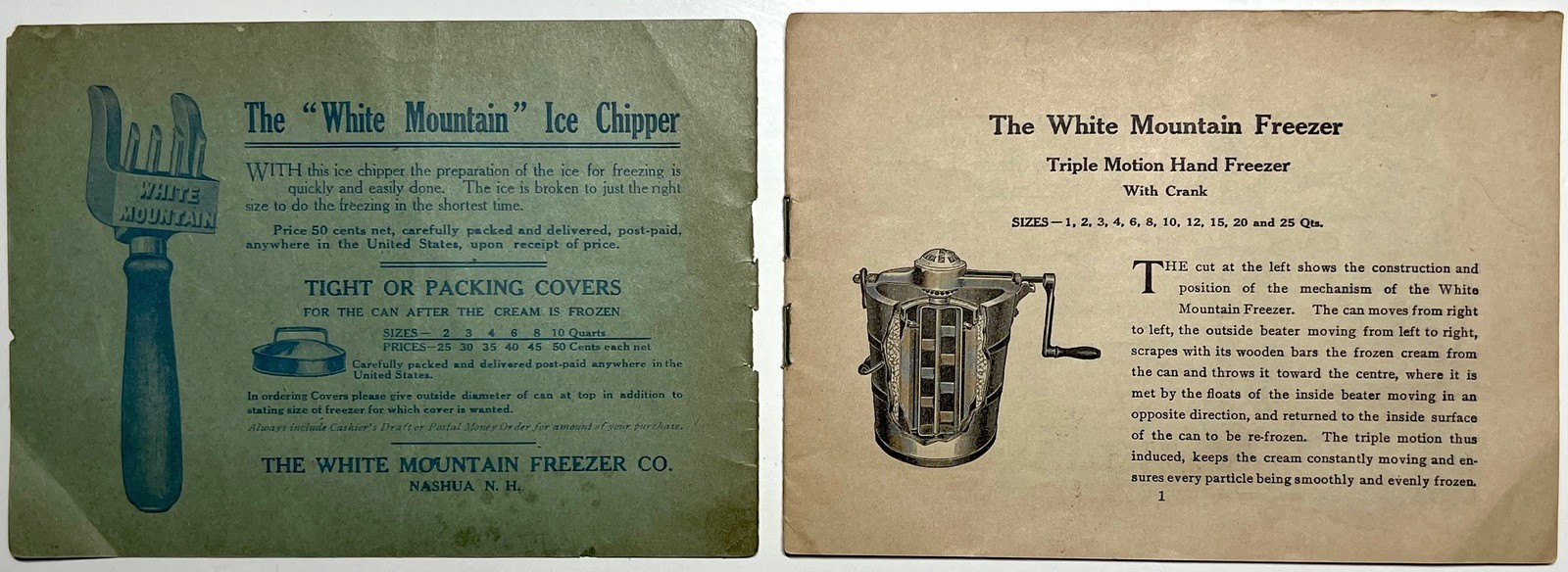 1905 FROZEN DAINTIES WHITE MOUNTAIN FREEZER ICE CREAM RECIPES BOOKLET LINCOLN NH