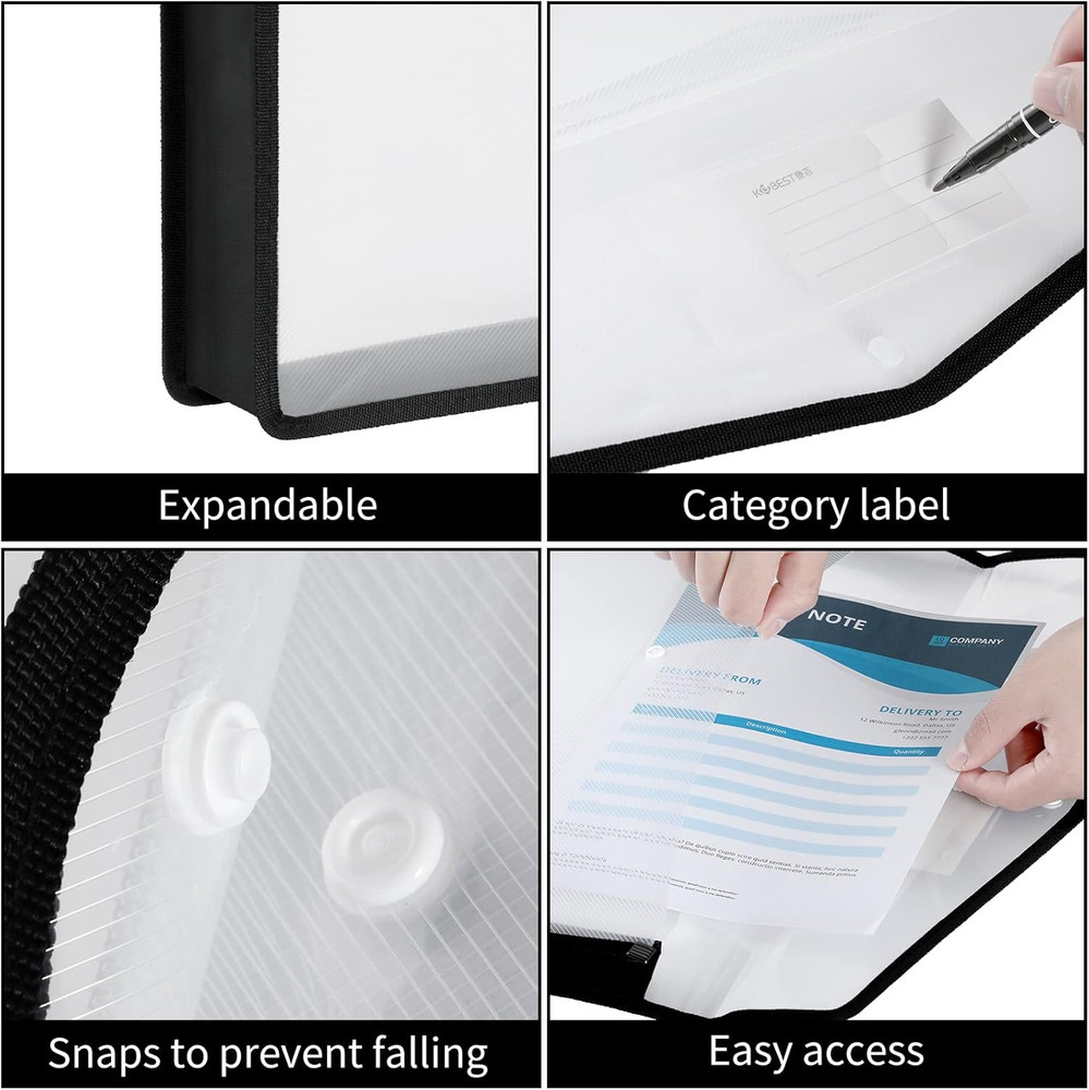 3 Pieces 11 x 17 inch Expandable Tabloid Size Documents Folder with Snap Closure
