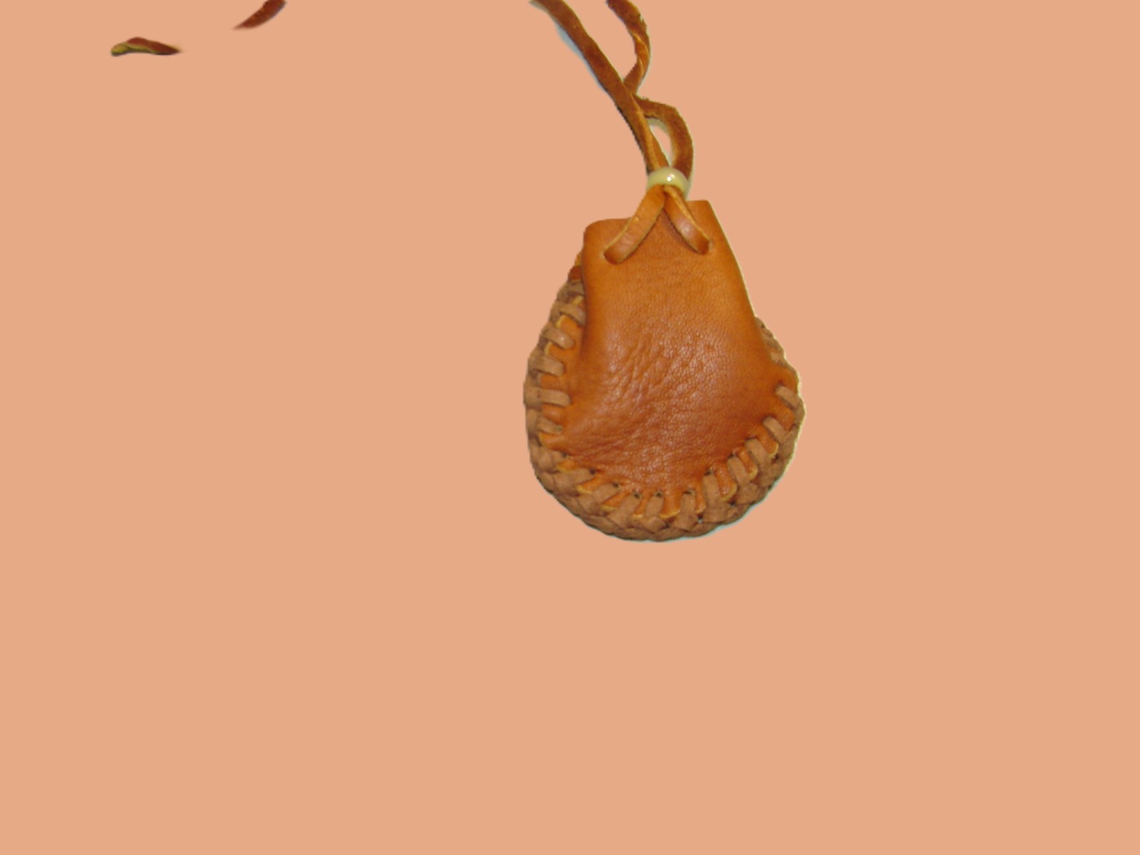 Native American Deerskin Leather Medicine Bag, Traditional Necklace Pouch, 2"