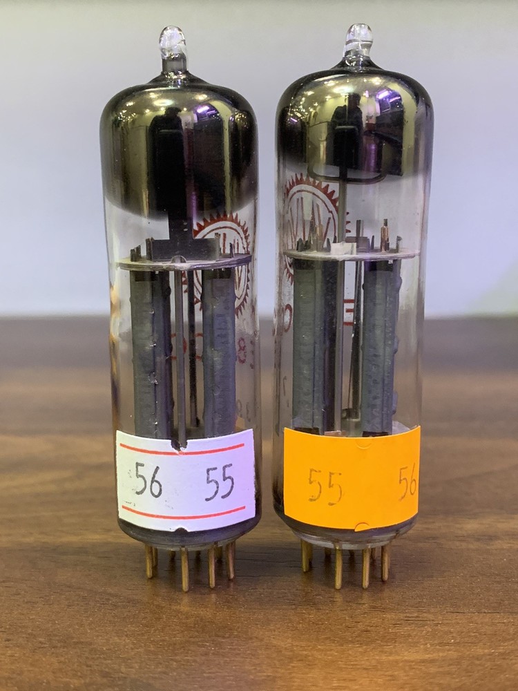 1xE80CC/6085 Valvo Foil D Getter, Wk2 Code 1956, Pinched Waist, Welded Plate,NOS