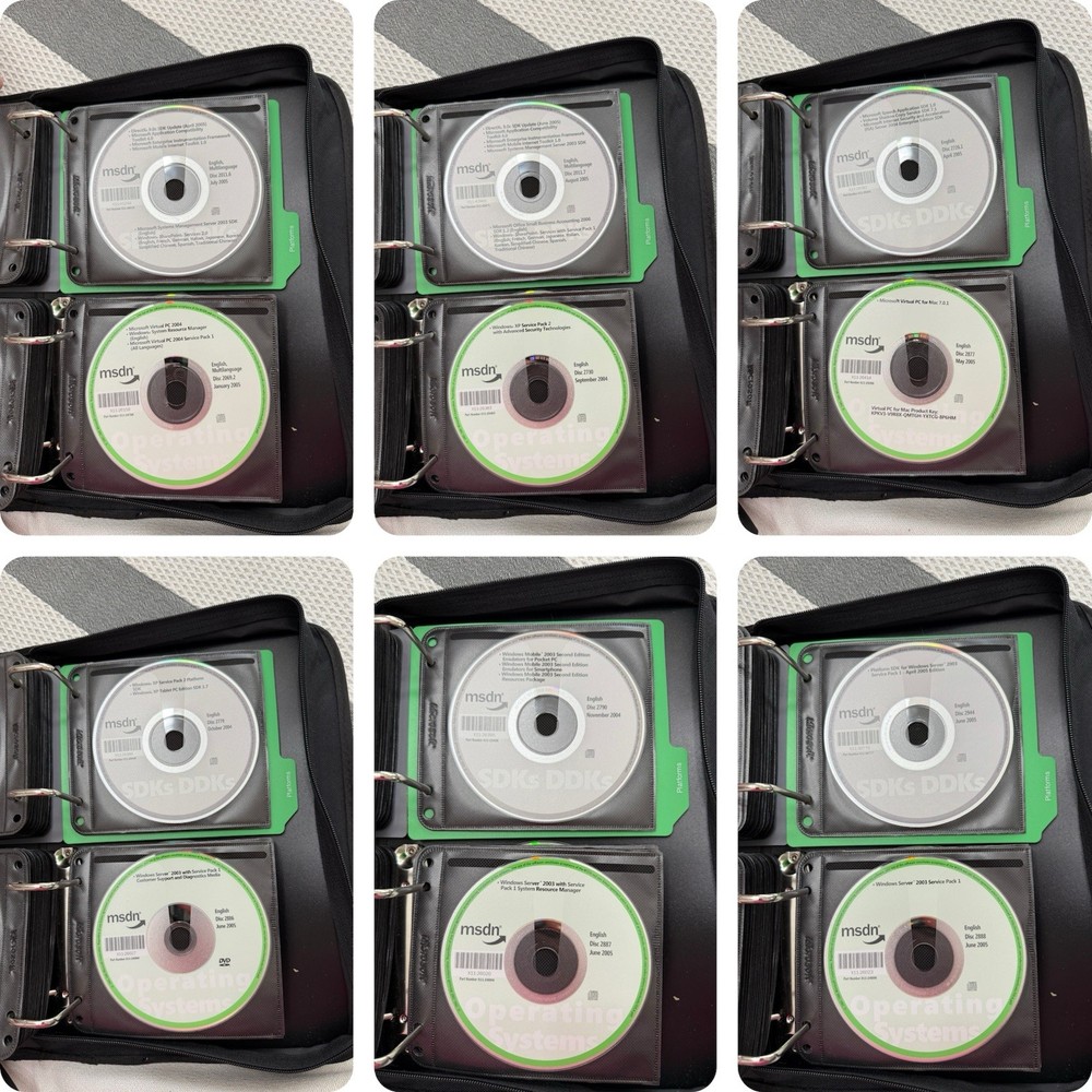 59 Microsoft Developer Network MSDN Discs Library Bulk Lot Binder