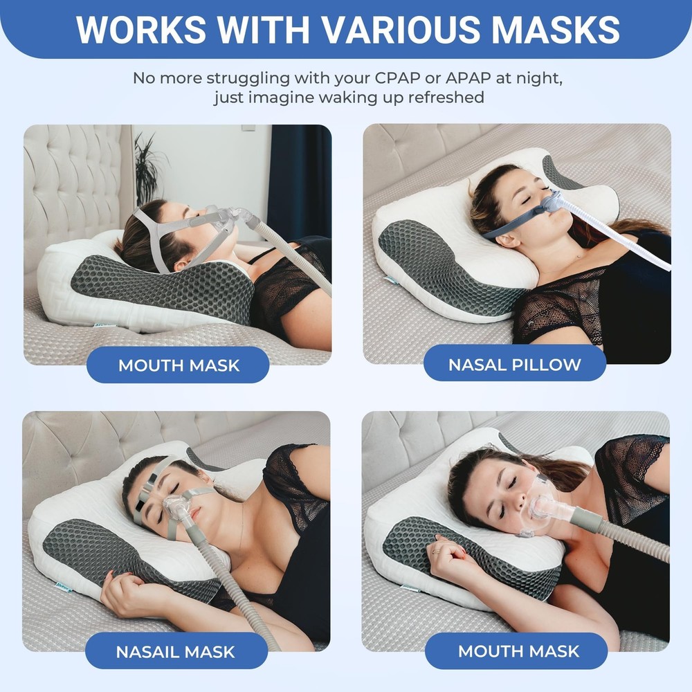 CPAP Pillow for Sleeping, HSA/FSA Ergonomic Adjustable Height Neck Memory Foa...